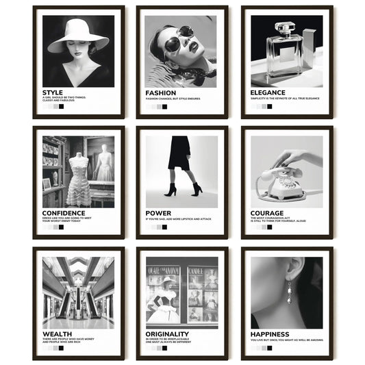 97 Decor Boujee Room Decor - Black And White Wall Art Posters Black And White Pictures for Wall Decor Vintage Fashion Prints Photos Artwork Black Room Decorations for Women (8x10 UNFRAMED)